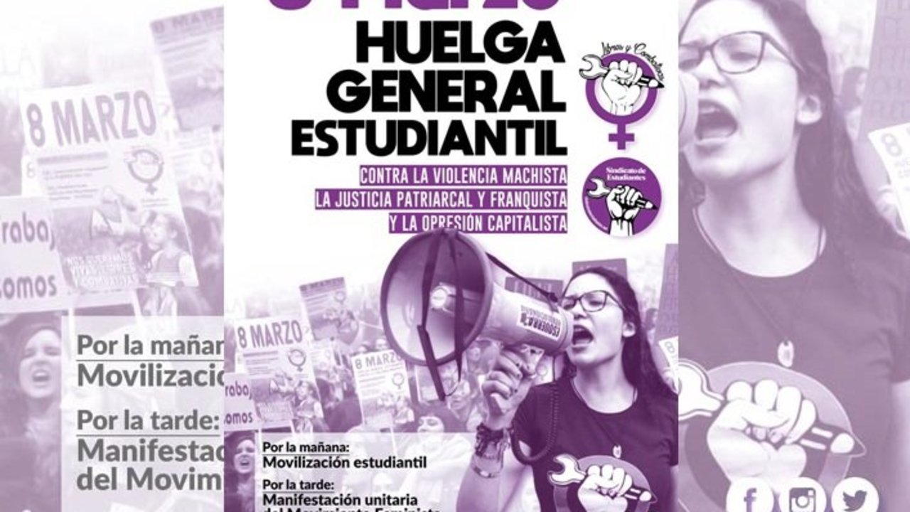 Cartel de la huelga estudiantil convocada para el 8 de marzo.