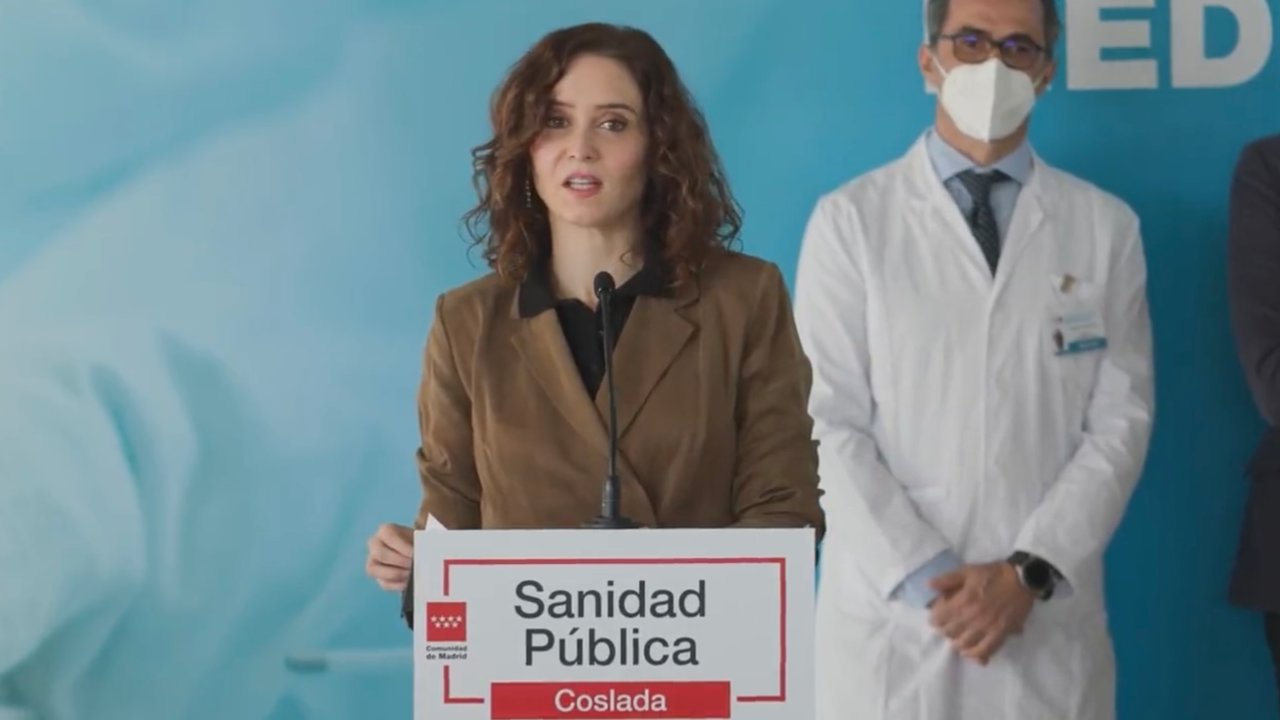 Isabel Díaz Ayuso durante la presentación del proyecto pionero sobre la Sanidad Pública en Madrid.