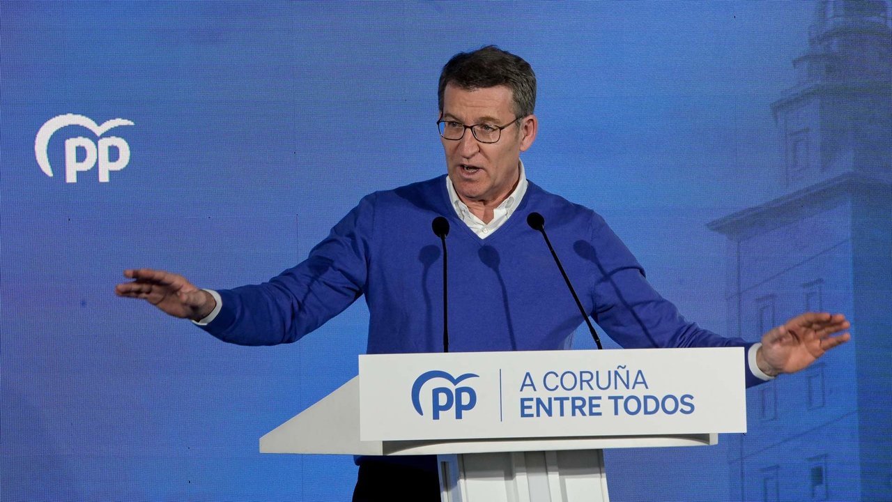 El presidente del PP, Alberto Núñez Feijóo, en un acto en A Coruña. 