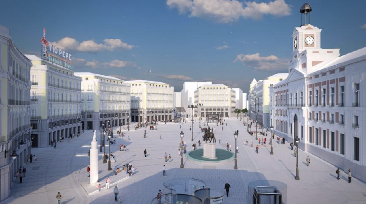 Recreación 3D de la Plaza del Sol de Madrid tras la finalización de las obras.
/
AYUNTAMIENTO DE MADRID.